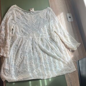 Pins & Needles Cream Long Sleeve Lace Top